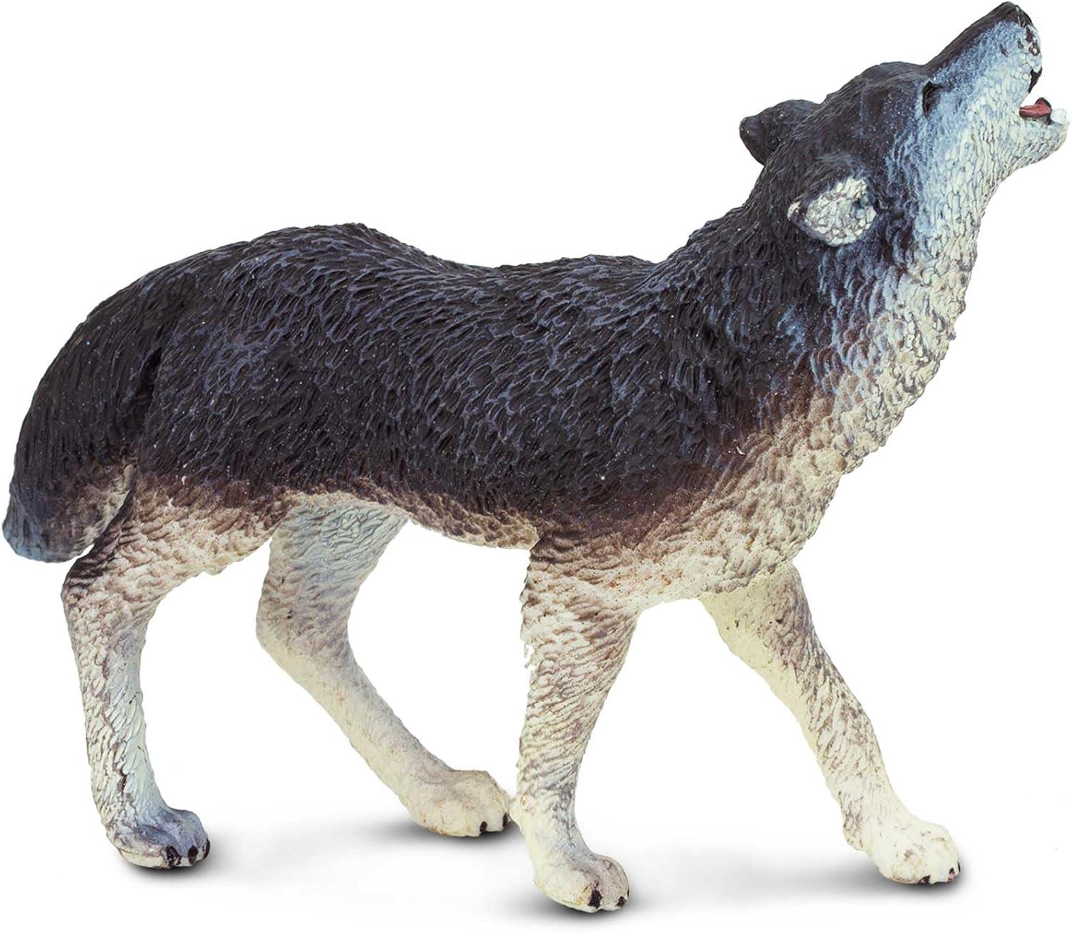Safari Ltd. Gray Wolf Figurine - Realistic 3.75" Wildlife Figure - Educational Toy for Boys, Girls, and Kids Ages 1+