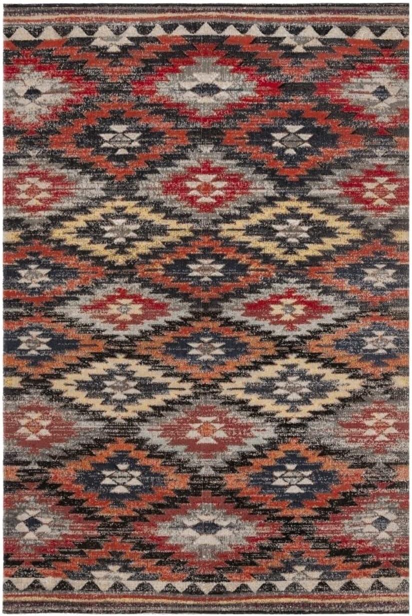 Rustic Multicolor Synthetic Low Pile Outdoor Area Rug