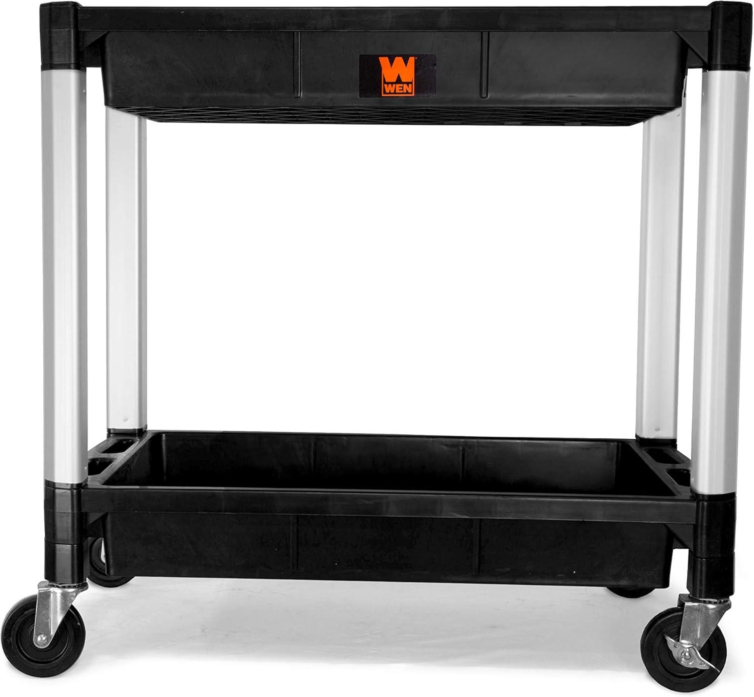 WEN Two-Tray 300-Pound Capacity Double Decker Service and Utility Cart, 73162