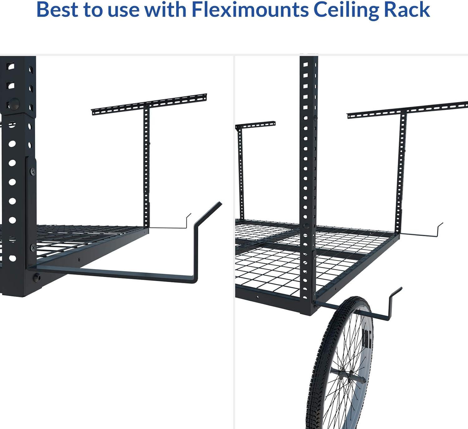 FLEXIMOUNTS 2-Pack Add-On Storage Utility Hook Accessory for Garage Ceiling Storage Rack, Black