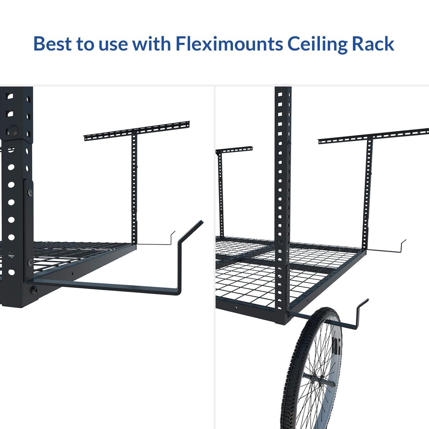 FLEXIMOUNTS 2-Pack Add-On Storage Utility Hook Accessory for Garage Ceiling Storage Rack, Black