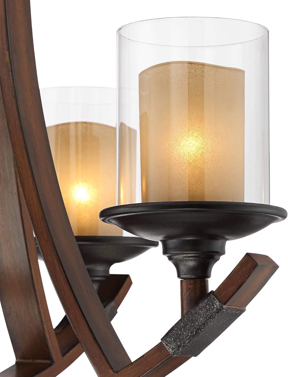 Mahogany and Bronze 8-Light Rustic Farmhouse Chandelier