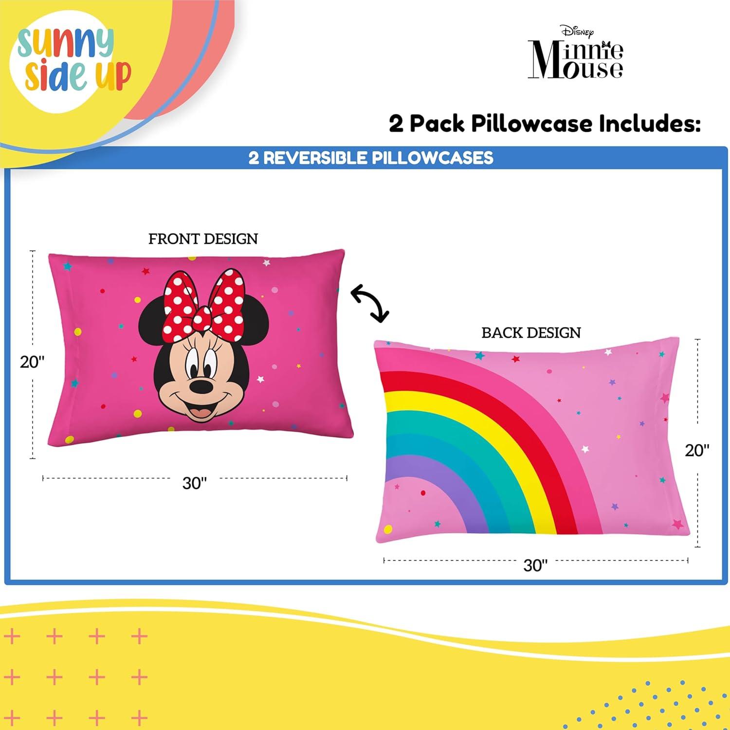 Kids Pink Minnie Mouse Reversible Microfiber Pillowcases Set