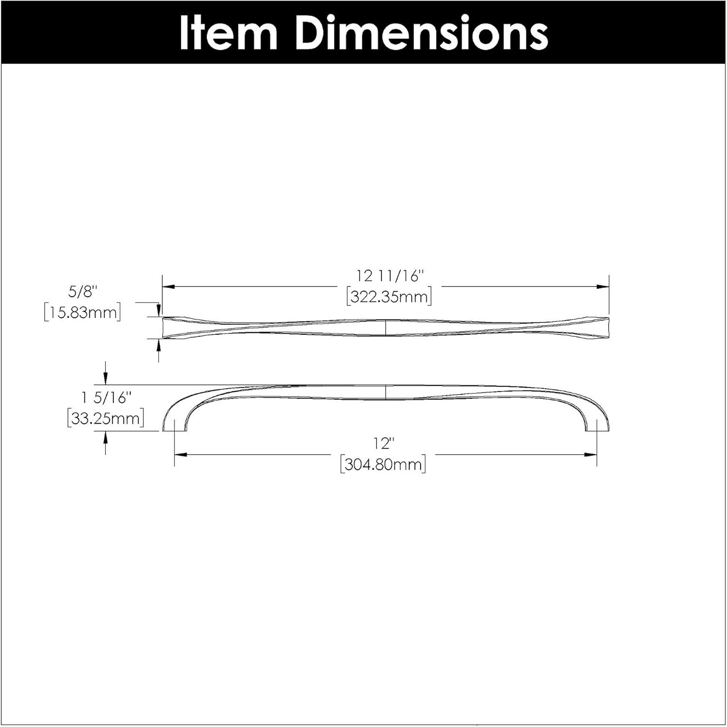 Twist Kitchen Cabinet Handles, Solid Core Drawer Pulls for Cabinet Doors, 12"