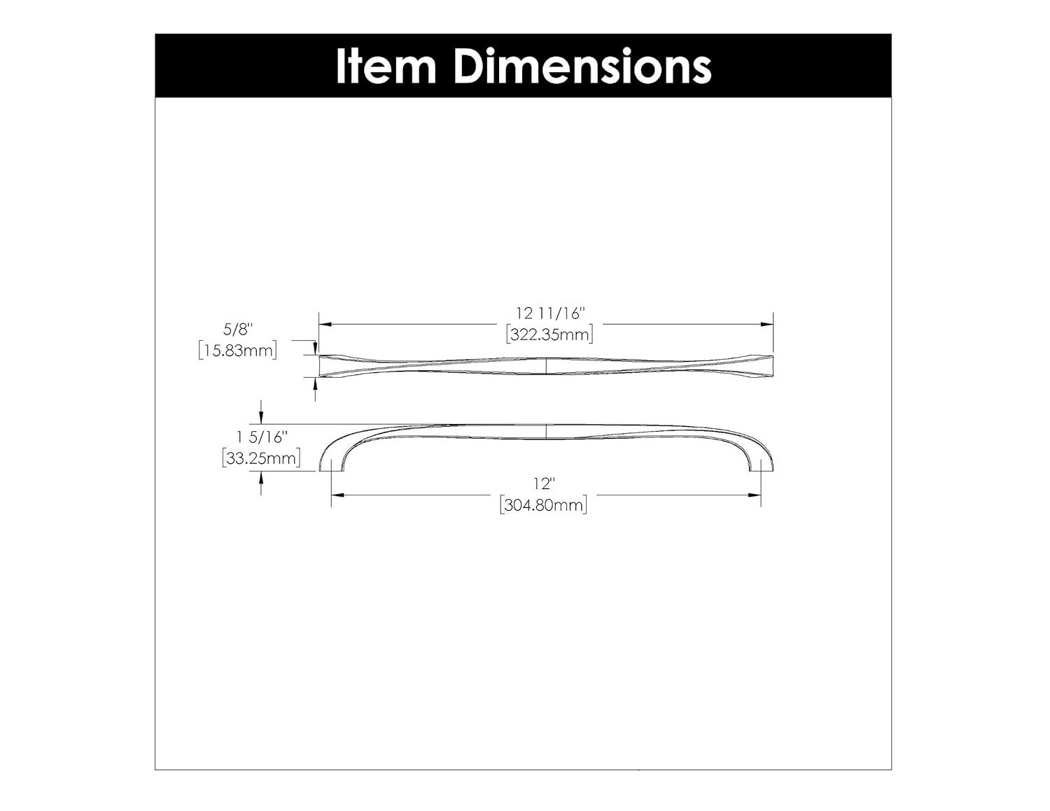 Twist Kitchen Cabinet Handles, Solid Core Drawer Pulls for Cabinet Doors, 12"
