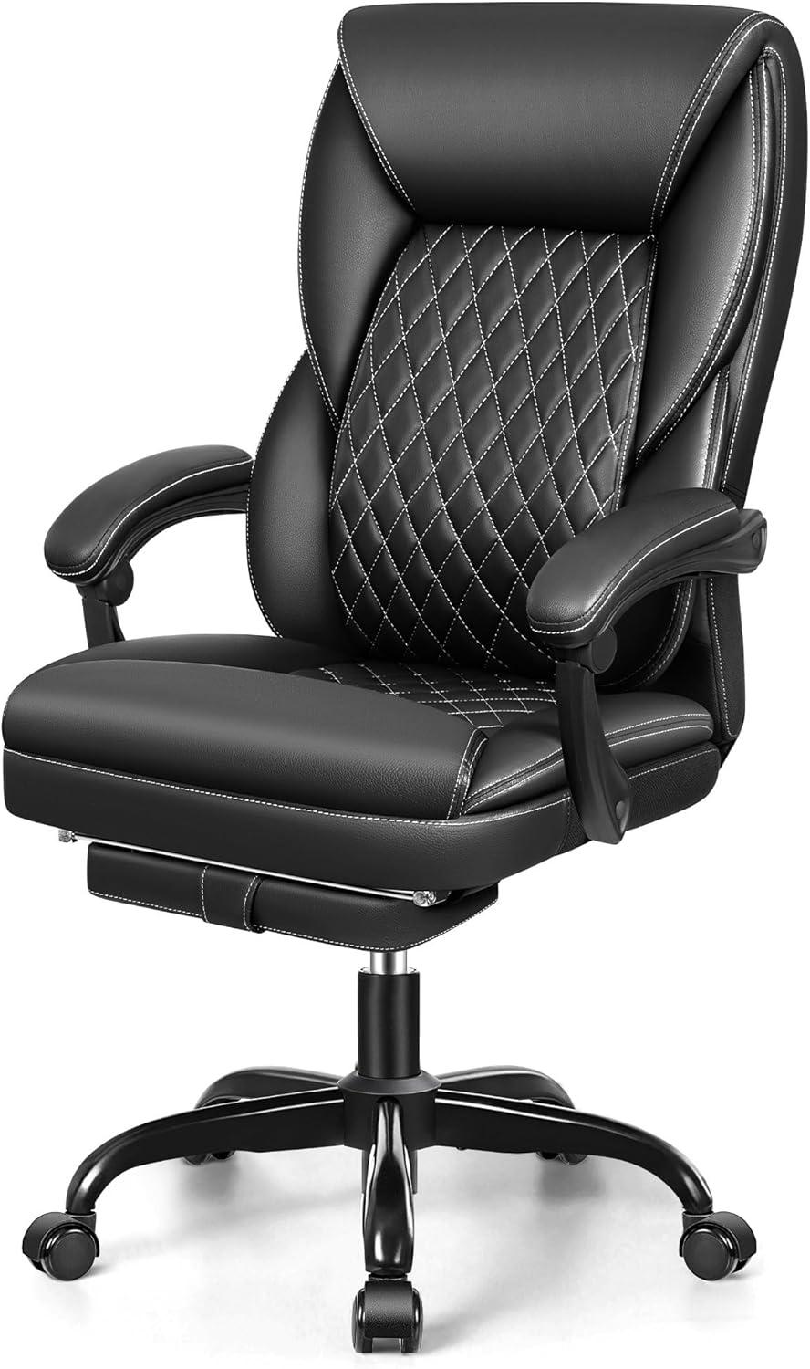 Black Leather High Back Ergonomic Executive Swivel Chair