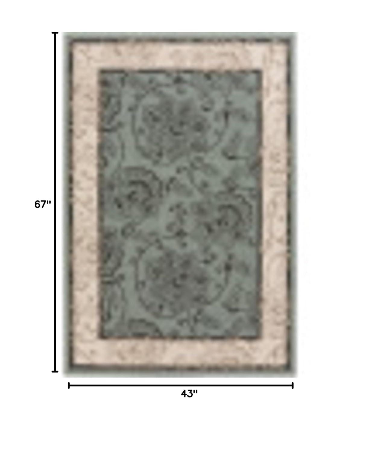 Black and Taupe Synthetic Easy Care Rectangular Rug