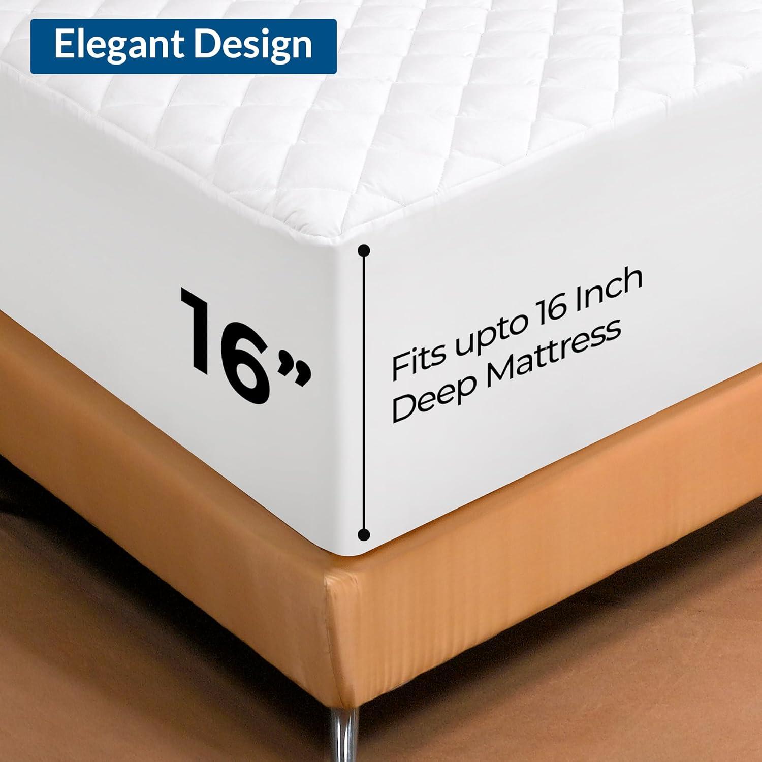 Mattress Pad - Soft and Hypoallergenic  - Thick and Odorless Polyester Filling - 152 Thread Count