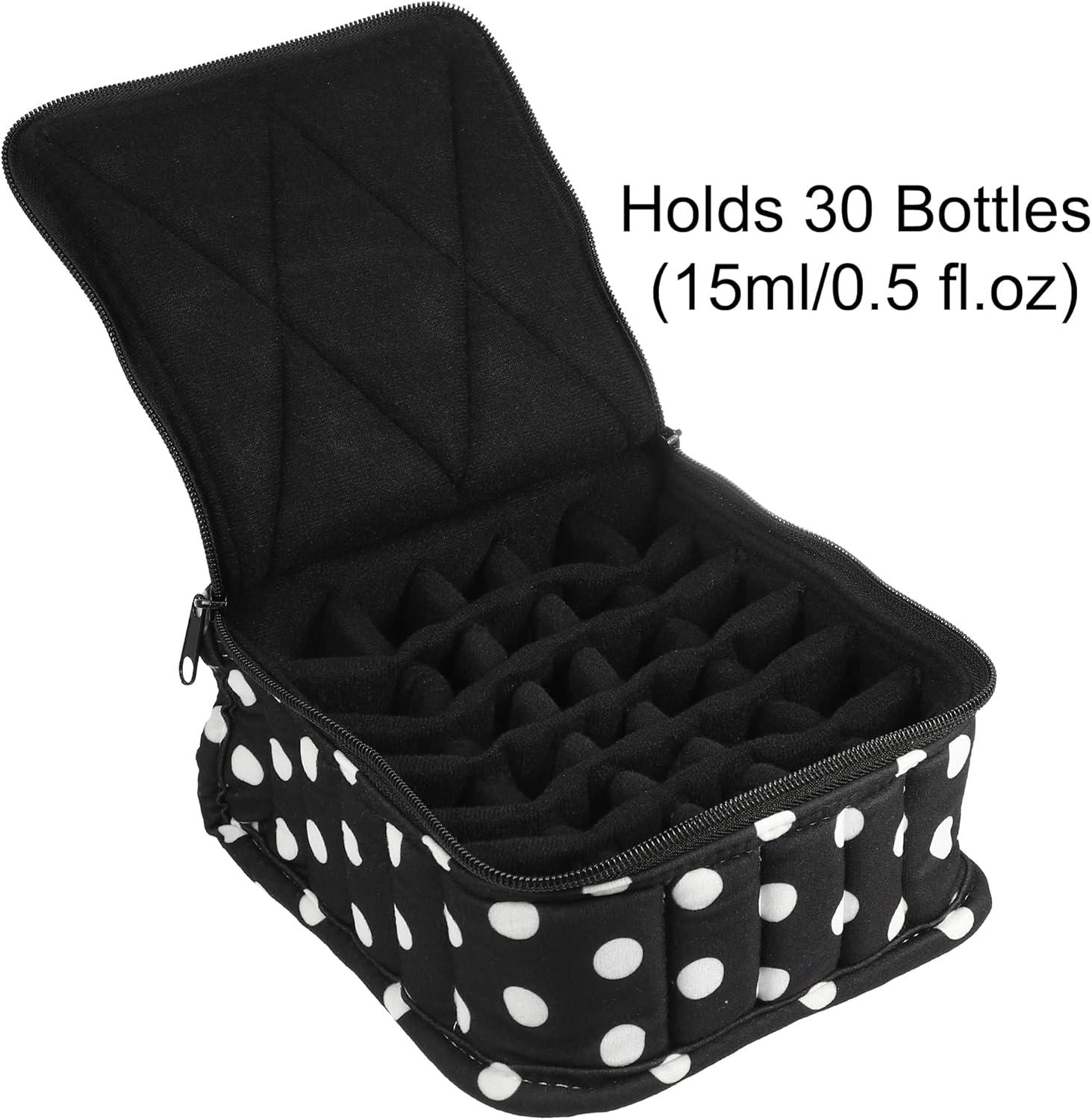 Unique Bargains Nail Polish Carrying Case Nail Polish Organizer Case for 30 Bottles 15ml/0.5 fl.oz Travel Storage Bag Nylon White Black 1 Pcs