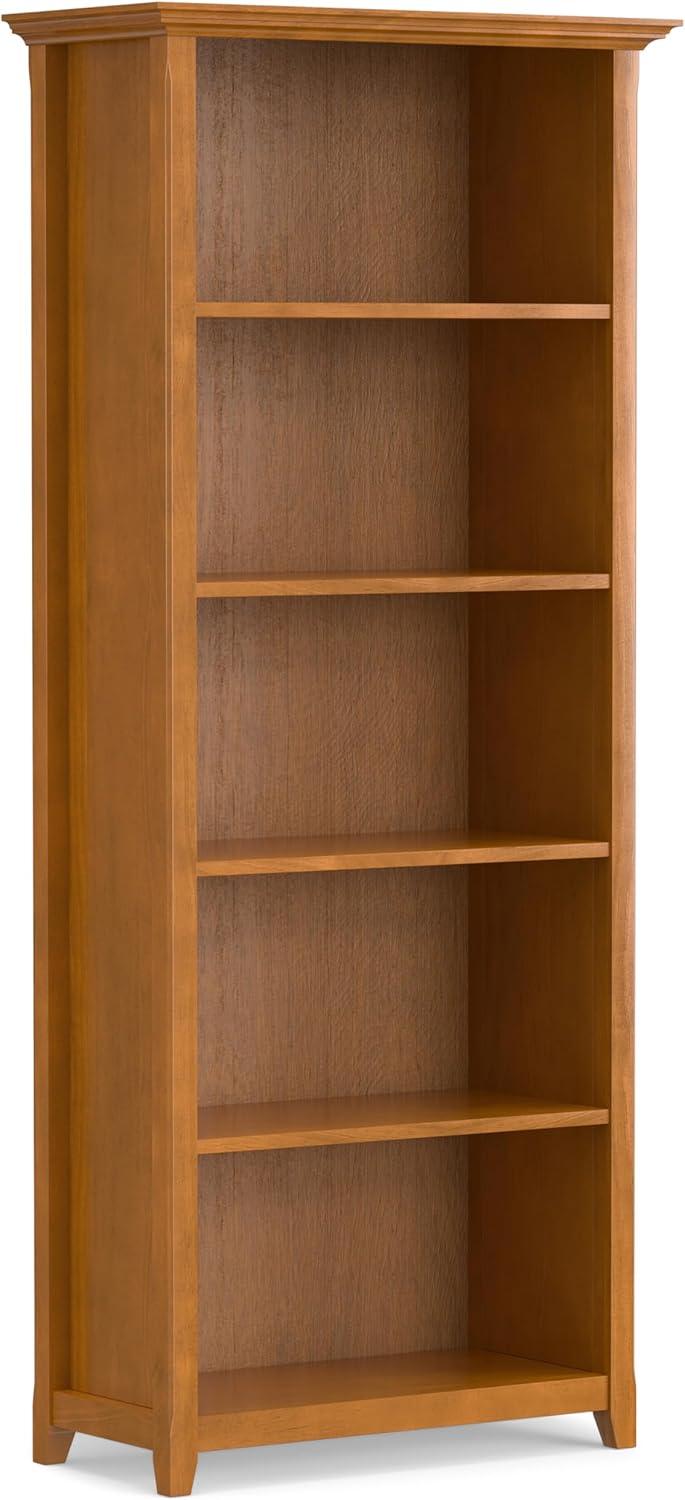 Amherst Adjustable 5-Shelf Solid Pine Bookcase in Light Golden Brown