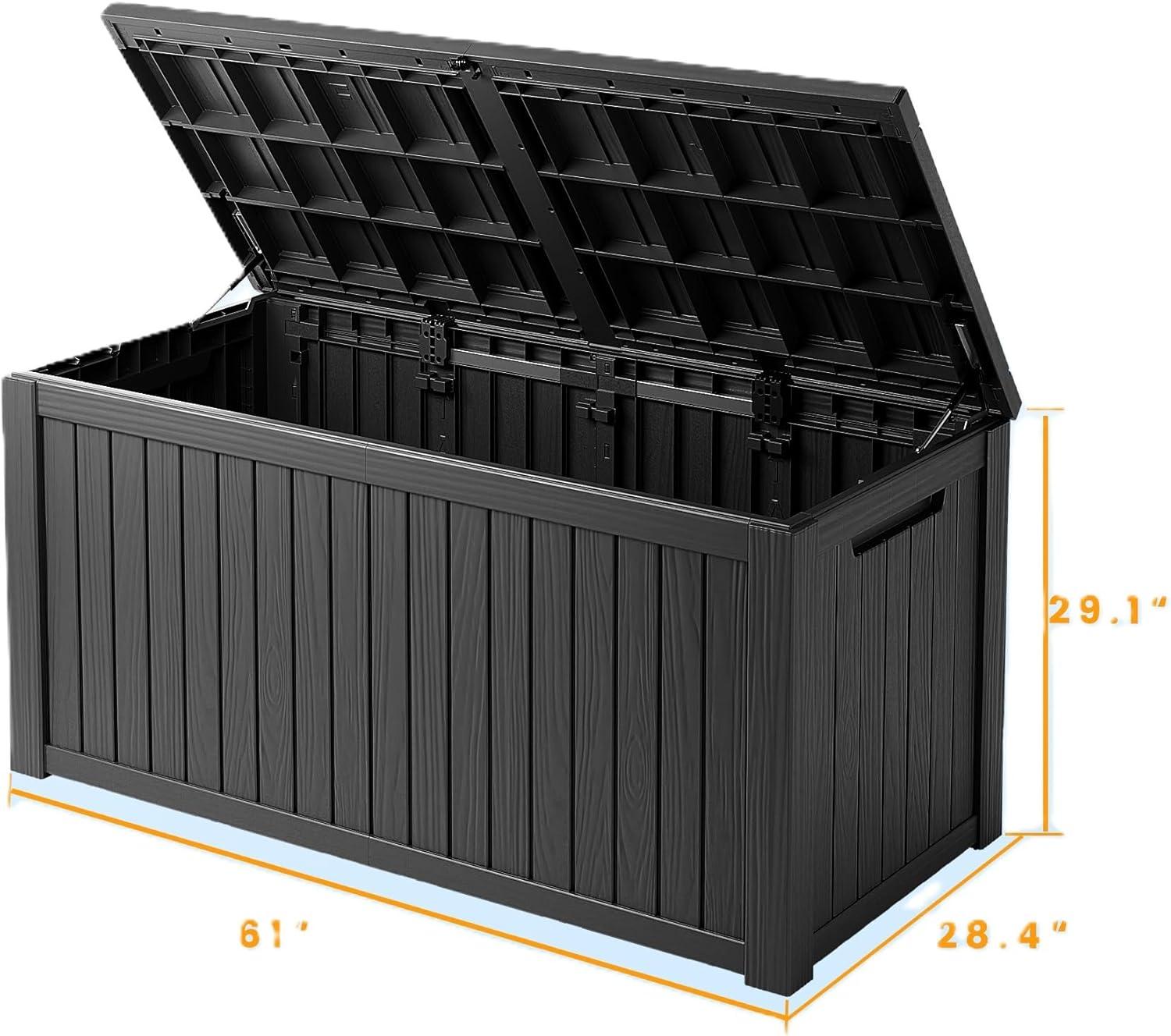 Bifanuo 180 Gallon Deck Box, Resin Outdoor Storage Box, Waterproof and UV Resistant Lightweight Indoor Storage Deck Box for Pool Supplies, Garden Tools, Toys