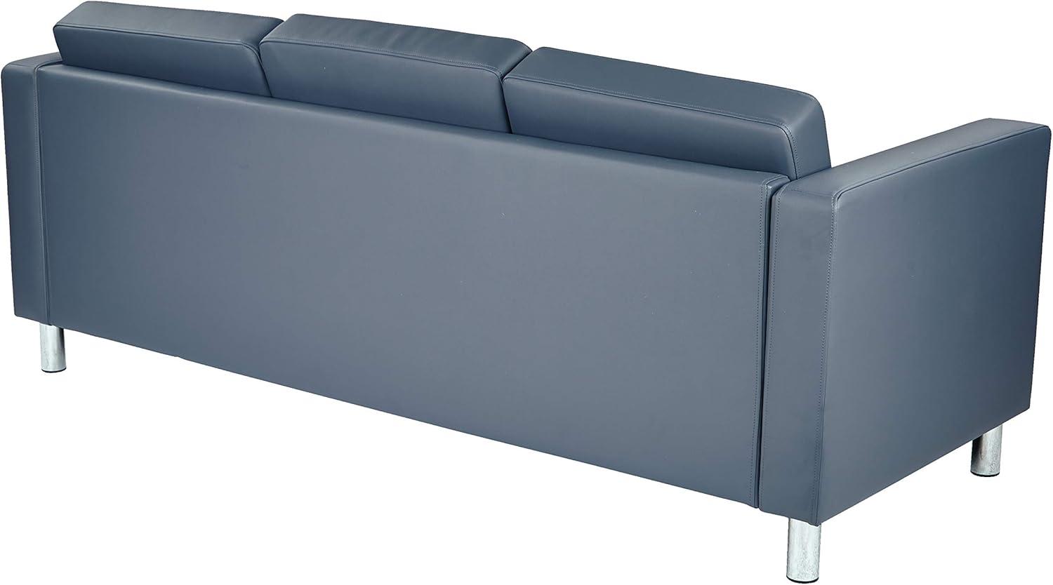 Dillon Blue Faux Leather Lawson Sofa with Track Arms