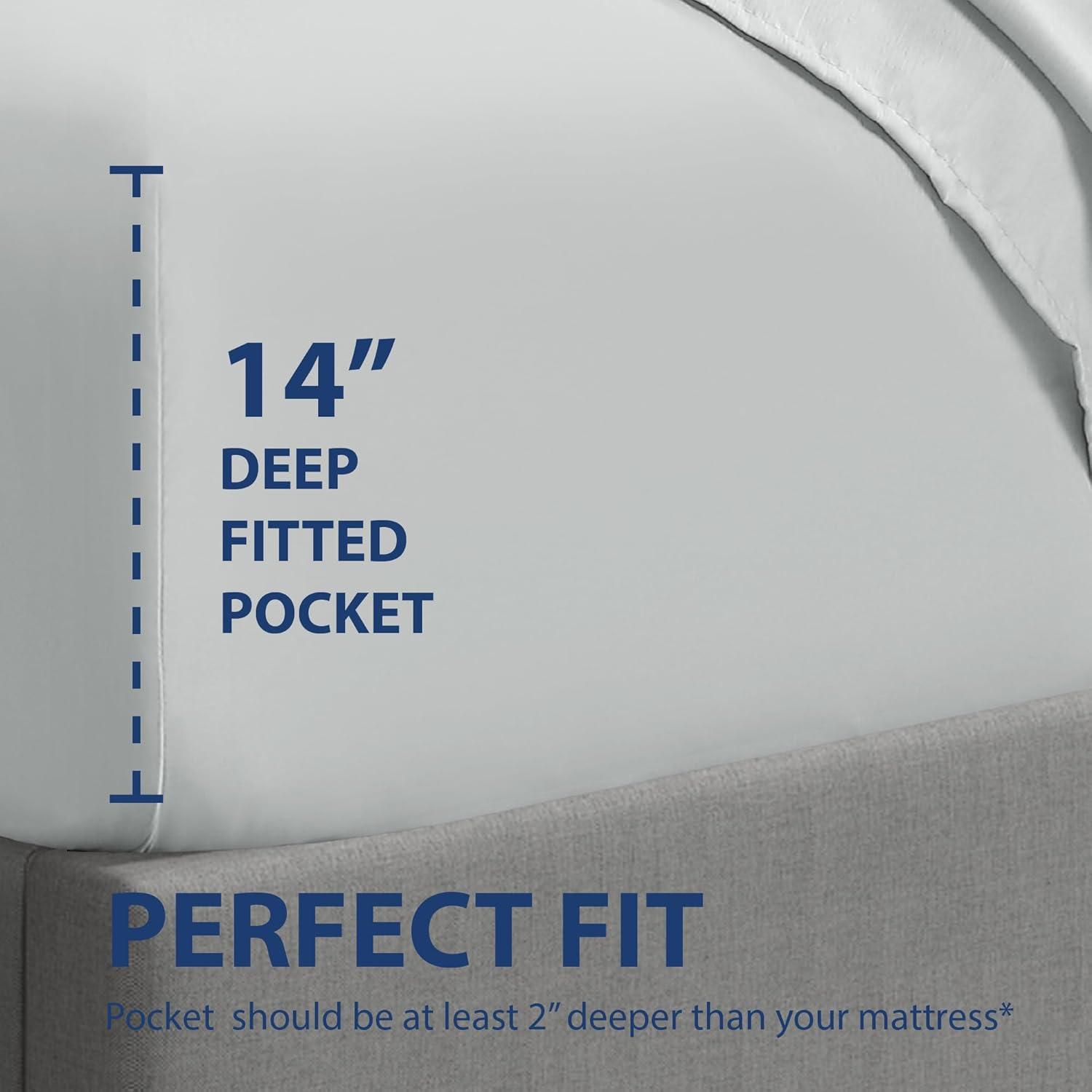 Swift Home 1800 Series 16 Inch Deep Microfiber Fitted Sheet