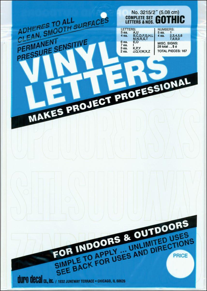 Permanent Adhesive Vinyl Letters & Numbers 2" 167/Pkg-White