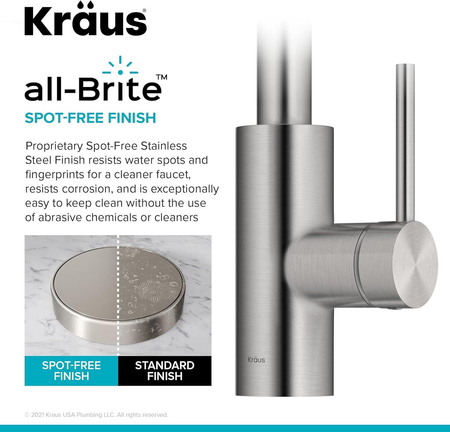 KRAUS Oletto Single Handle Pull Down Kitchen Faucet with QuickDock Top Mount Installation Assembly