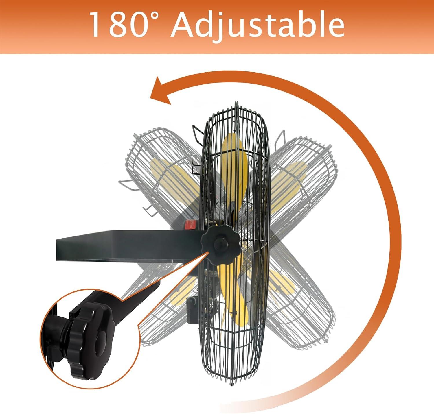 High Velocity Yellow and Black 20-inch Outdoor Wall Mounted Fan