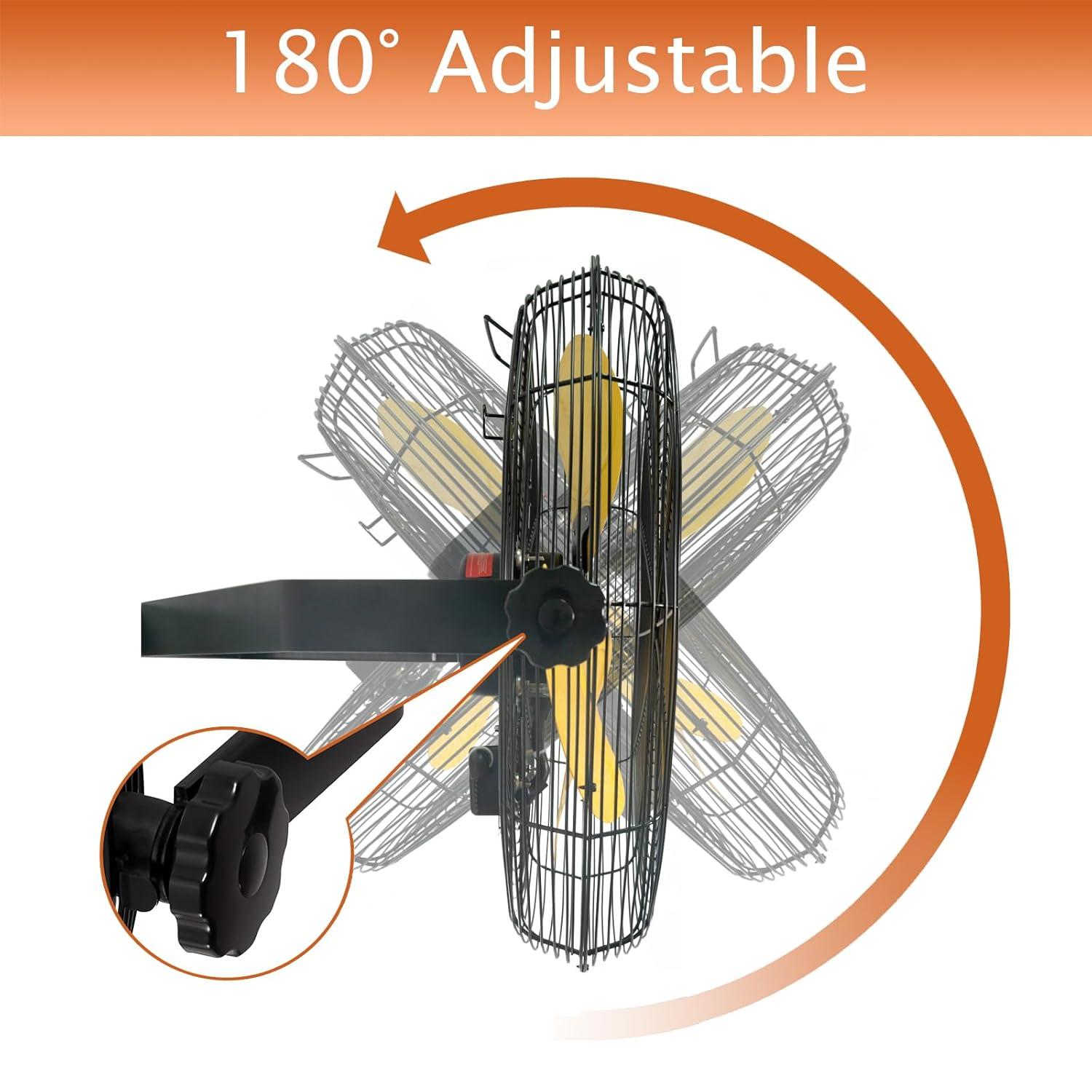 High Velocity Yellow and Black 20-inch Outdoor Wall Mounted Fan