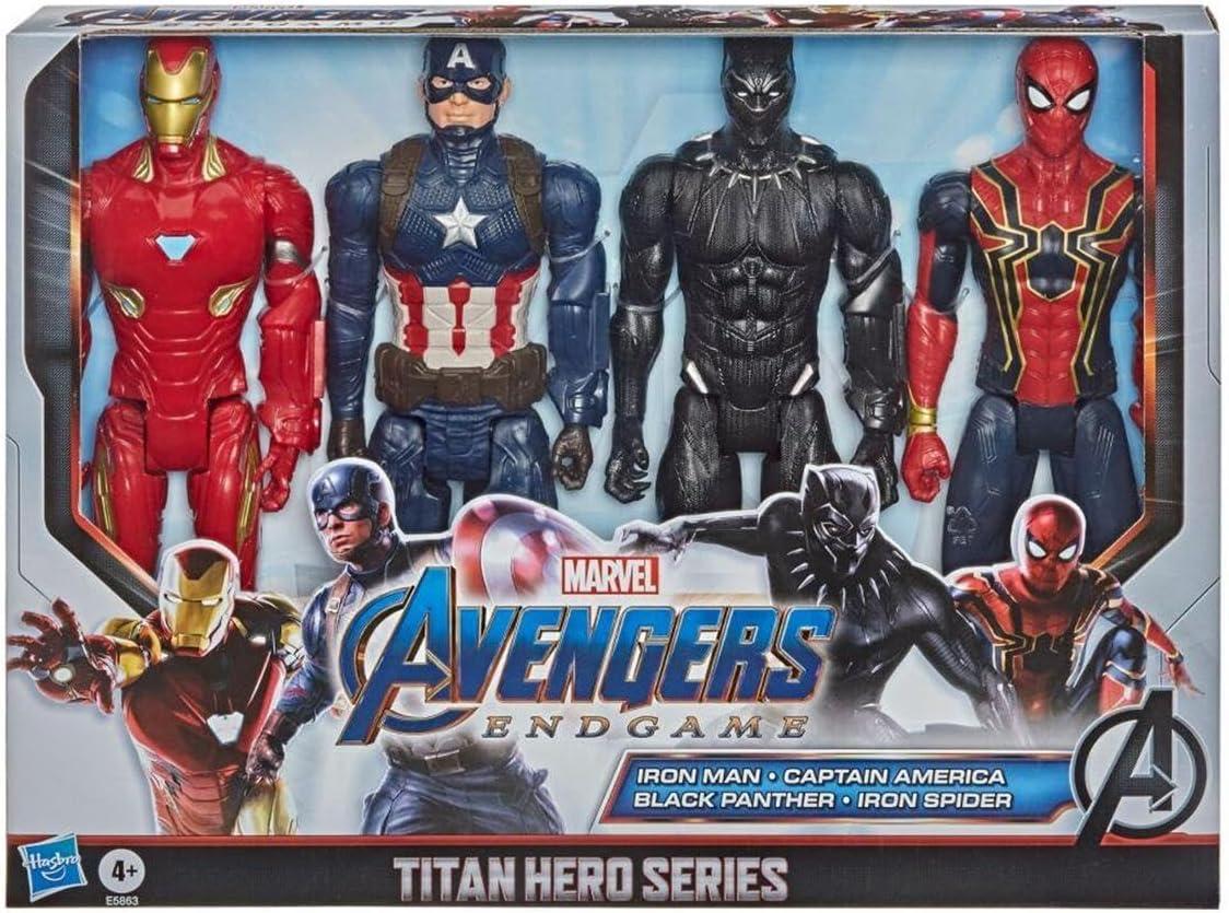 Marvel Avengers: Titan Hero Series Captain America, Iron Spider, Black Panther, and Iron Man Kids Toy Action Figure for Boys and Girls (12")