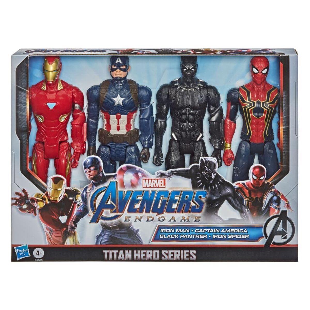 Marvel Avengers: Titan Hero Series Captain America, Iron Spider, Black Panther, and Iron Man Kids Toy Action Figure for Boys and Girls (12")
