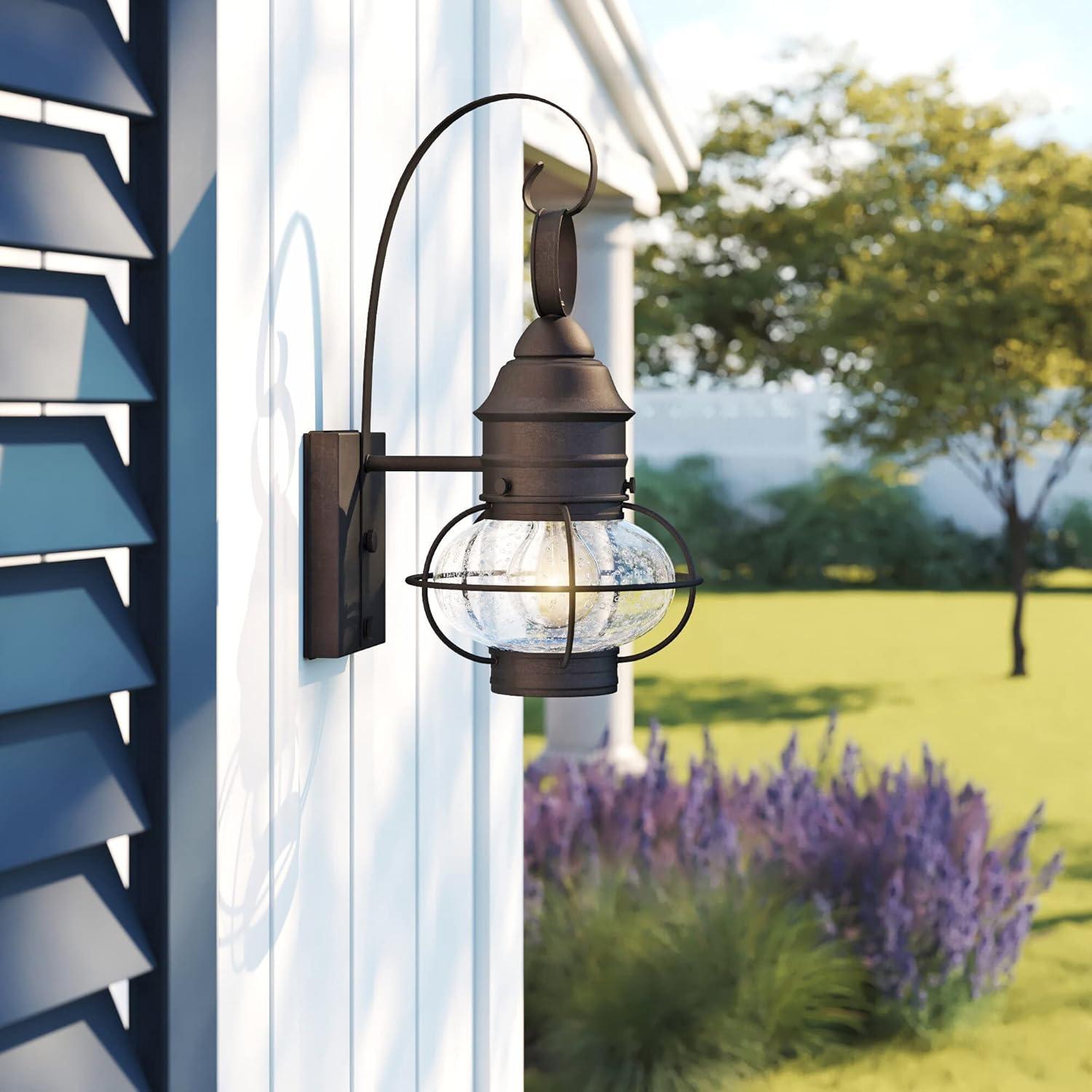 Rustique Bronze Outdoor Lantern Wall Sconce, 14.25in H