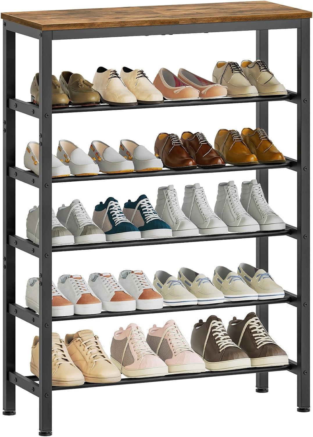 Shoe Rack, 6-Tier Shoe Organizer, for 18-24 Pairs of Shoes, Large Capacity Shoe Storage Shelf, Durable and Stable, for Entryway, Closet, Hallway, Dorm Room, Industrial, Rustic Brown BF67XJ01G1