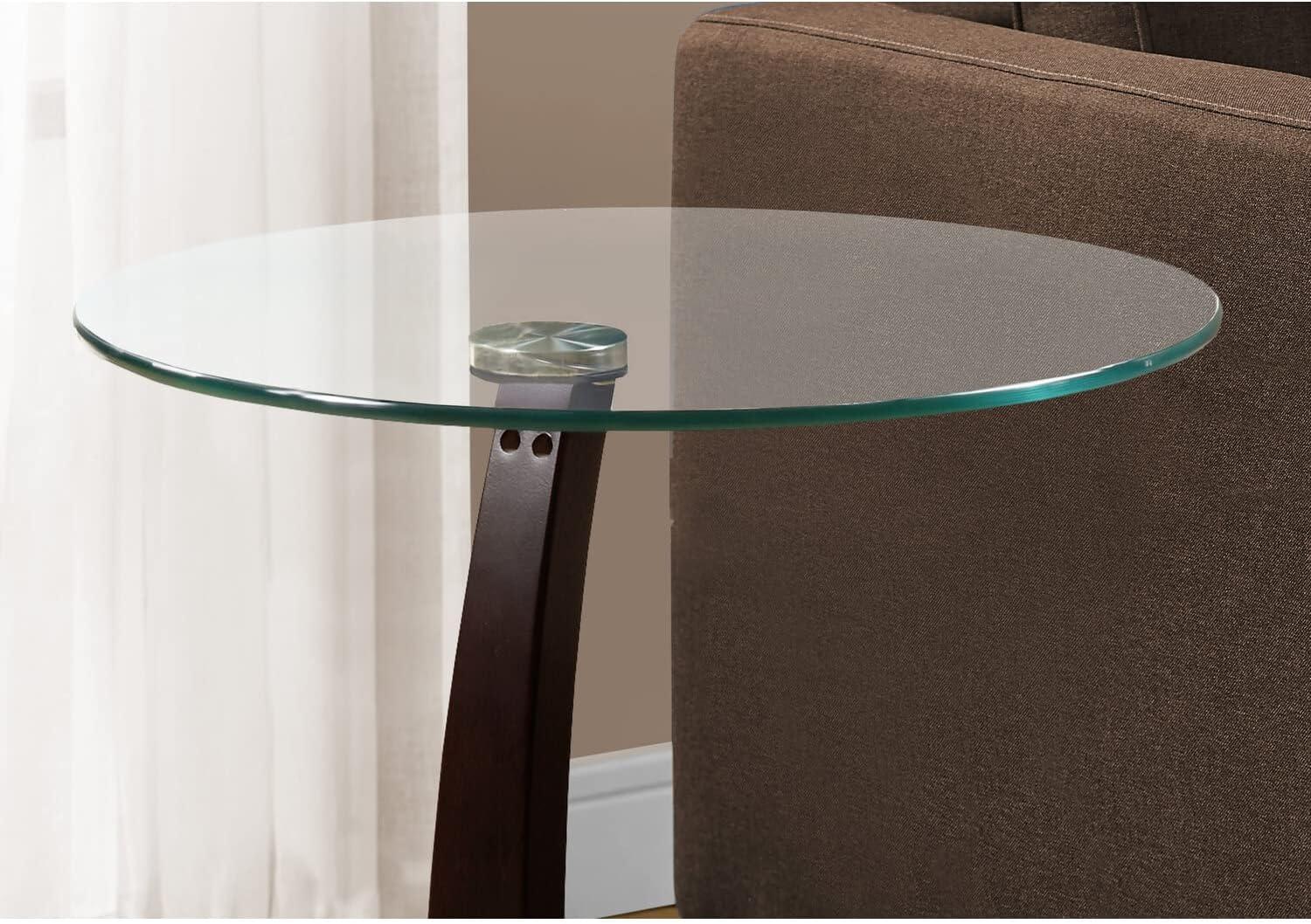 Cappuccino Bentwood and Glass Round Accent Table