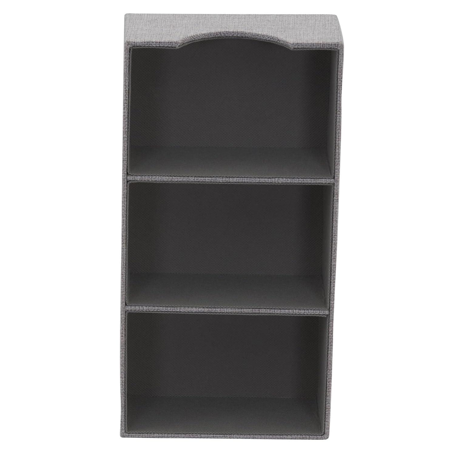 Household Essentials Organizer Tray, Accessory Organizer, Sturdy Drawer Organizer with Fabric Covering and Three Compartments, Grey