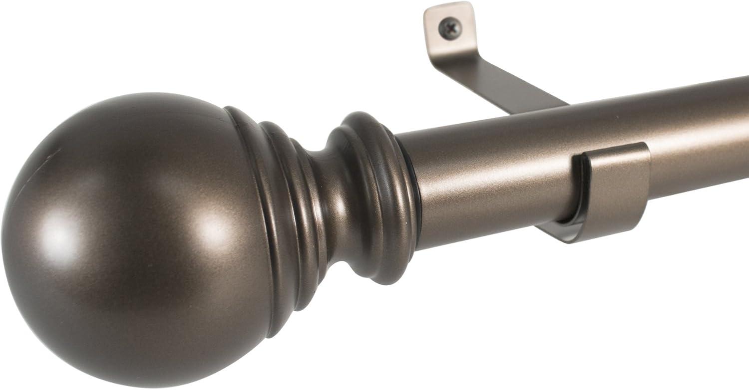 Decopolitan 1" Diameter Ball Telescoping Drapery Rod Set 36-72" Bronze