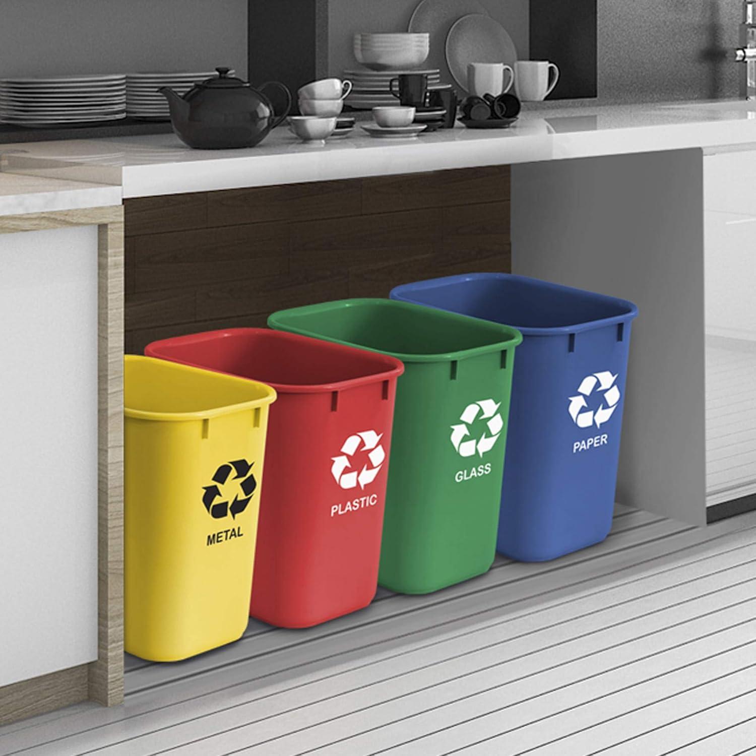 Acrimet Wastebasket Bin for Recycling 27QT (Plastic) (Blue Yellow Red Green) (Set of 4)