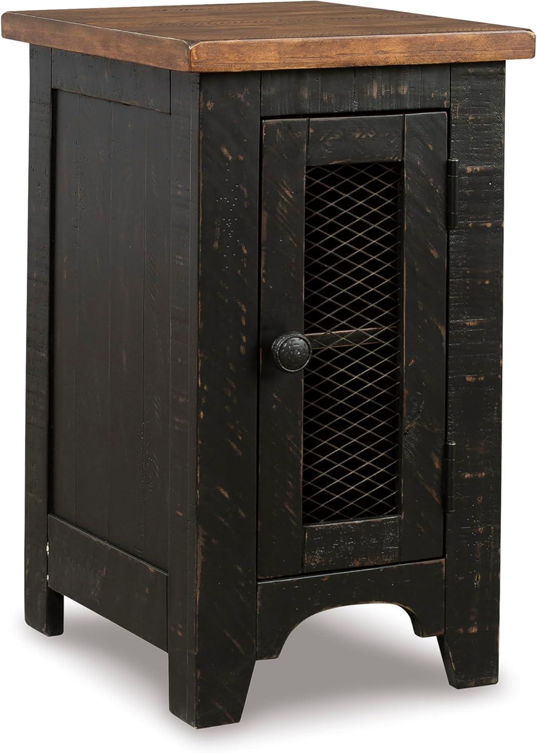 Valebeck Chair Side End Table Black/Brown - Signature Design by Ashley: Rustic Farmhouse Storage Accent Table