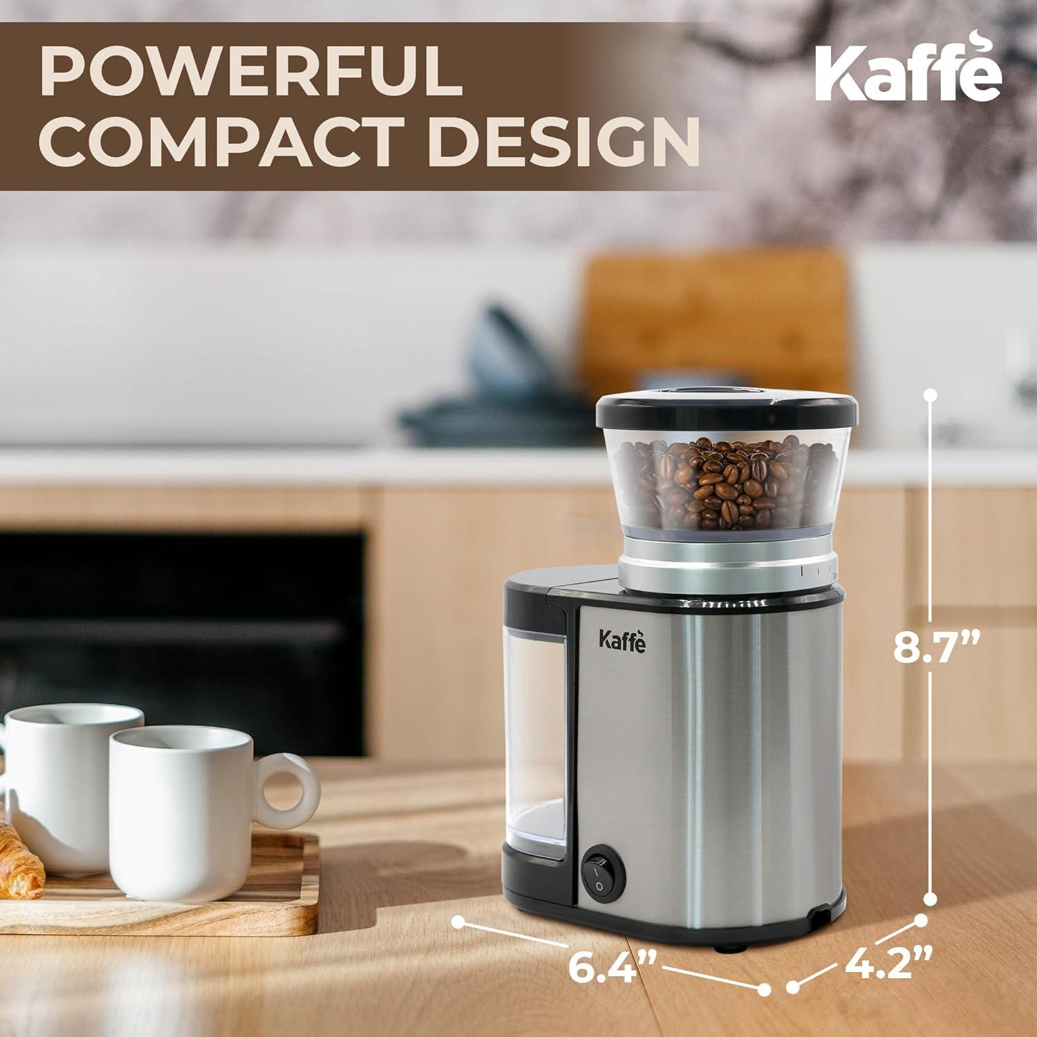 Kaffe Stainless Steel Electric Burr Coffee Grinder with Adjustable Coarseness