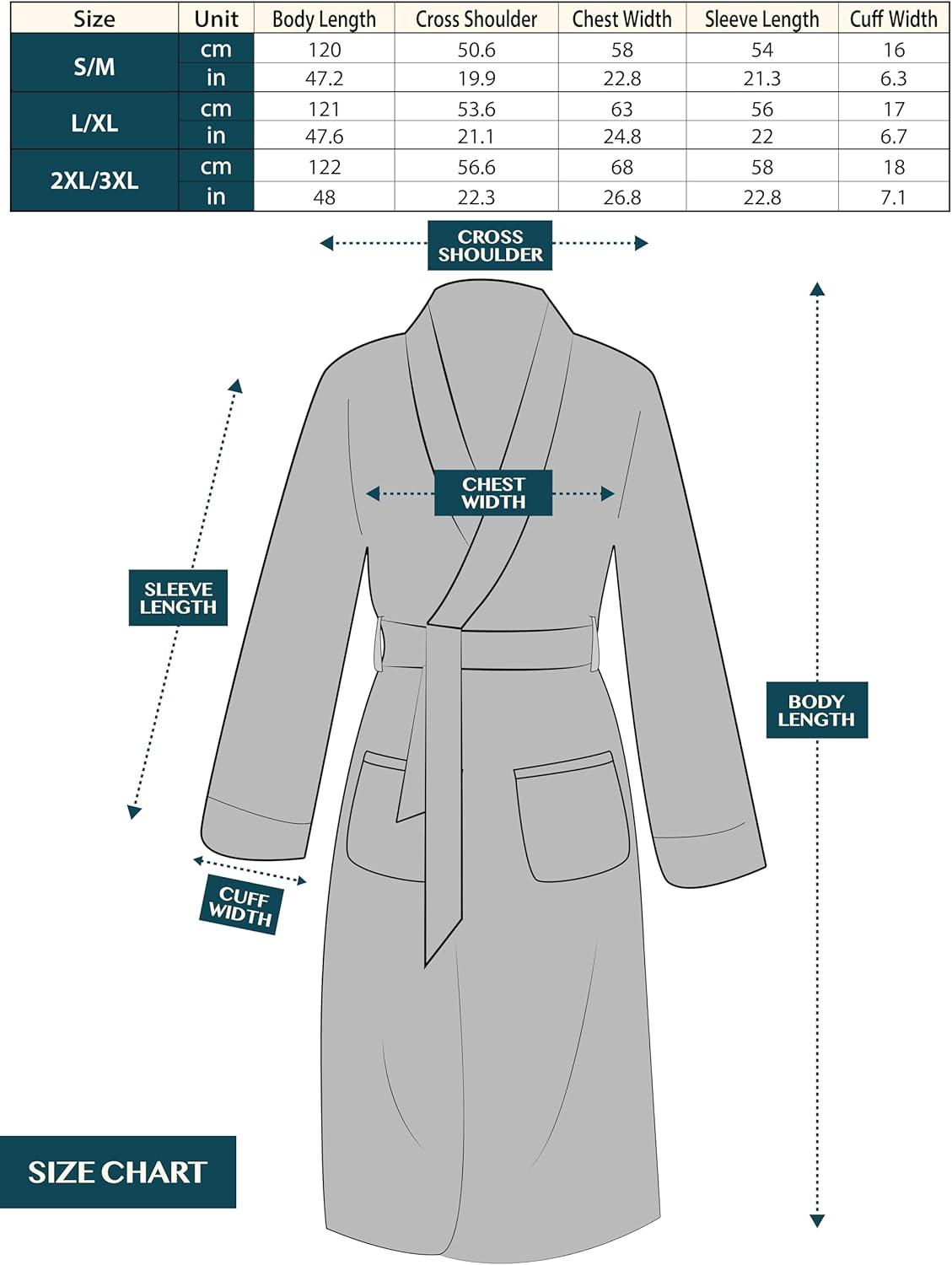 Light Blue Waffle Knit Long Bathrobe with Pockets