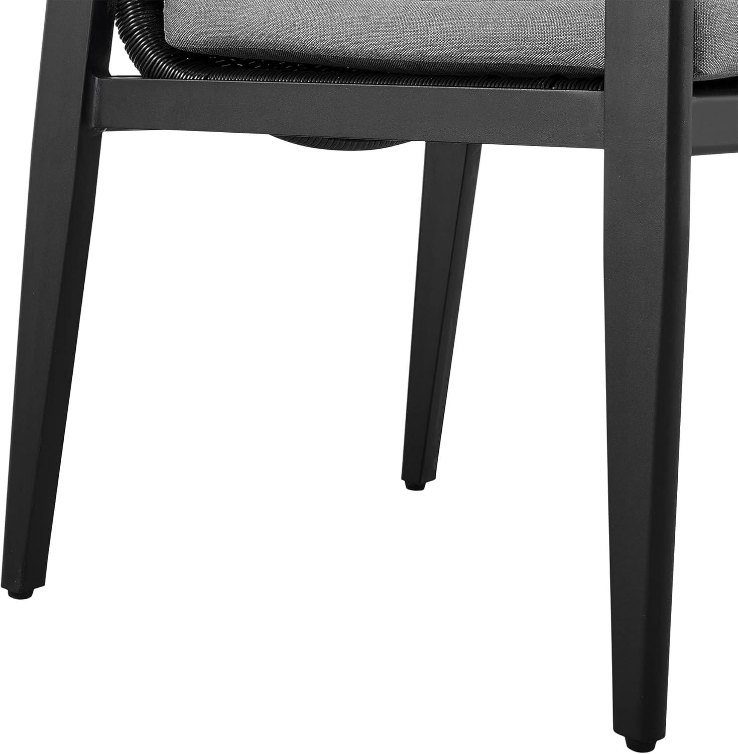 Armen Living Armen Living Grand 19" Metal & Fabric Dining Chair in Black/Dark Gray (Set of 2)