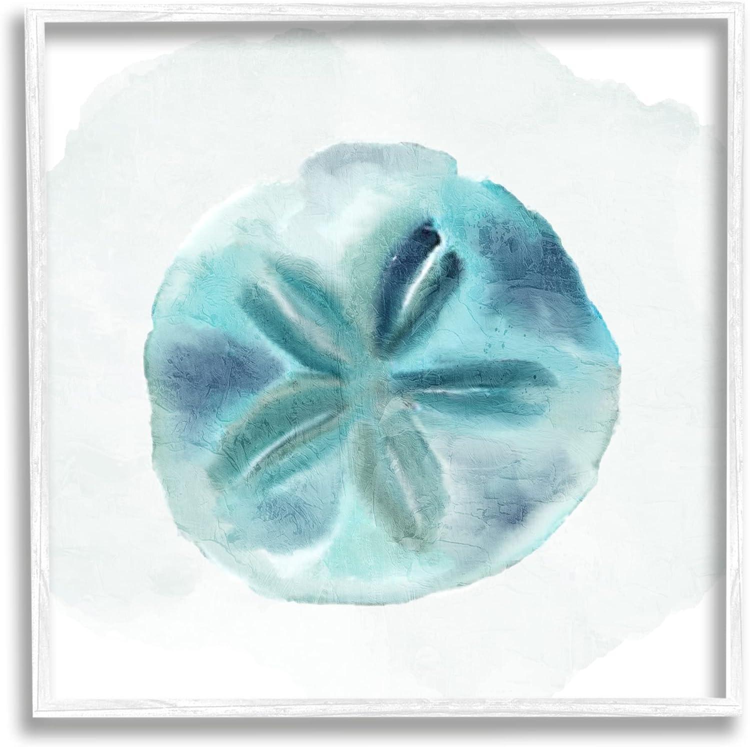 Stupell Industries Beachy Blue Sand Dollar Graphic Art White Framed Art Print Wall Art, Design by Kim Allen