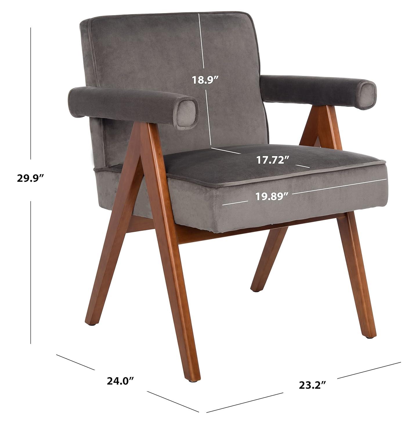 Suri Mid Century Arm Chair - ACH4508 - Dark Grey/Walnut - Safavieh