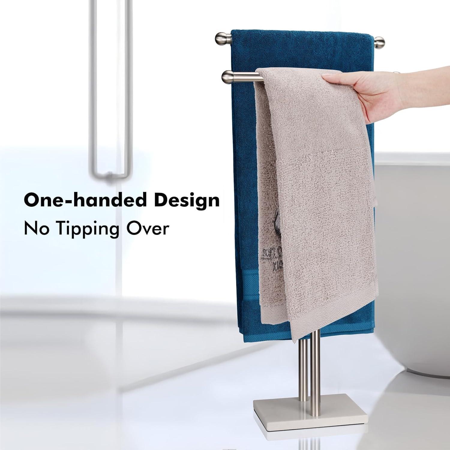 Double T-Shaped Freestanding Stainless Steel Towel Rack