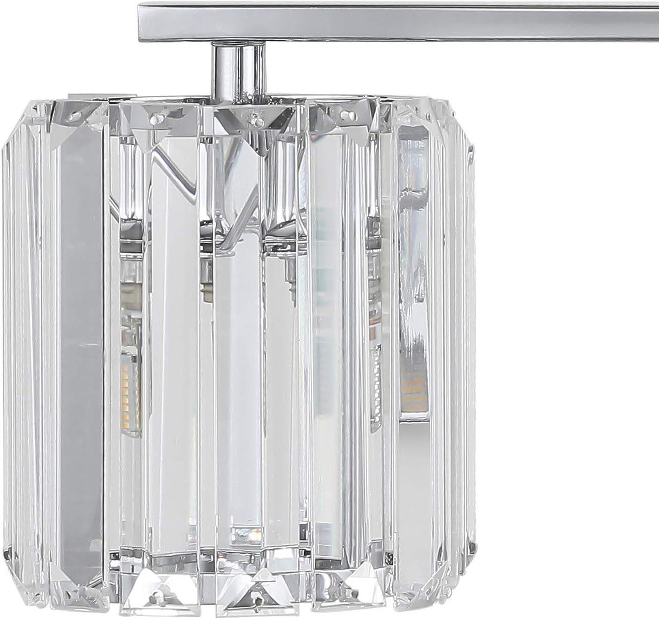 Coco Prism Vintage 23" 3-Light Metal/Glass Classic Glam LED Vanity Light, Chrome