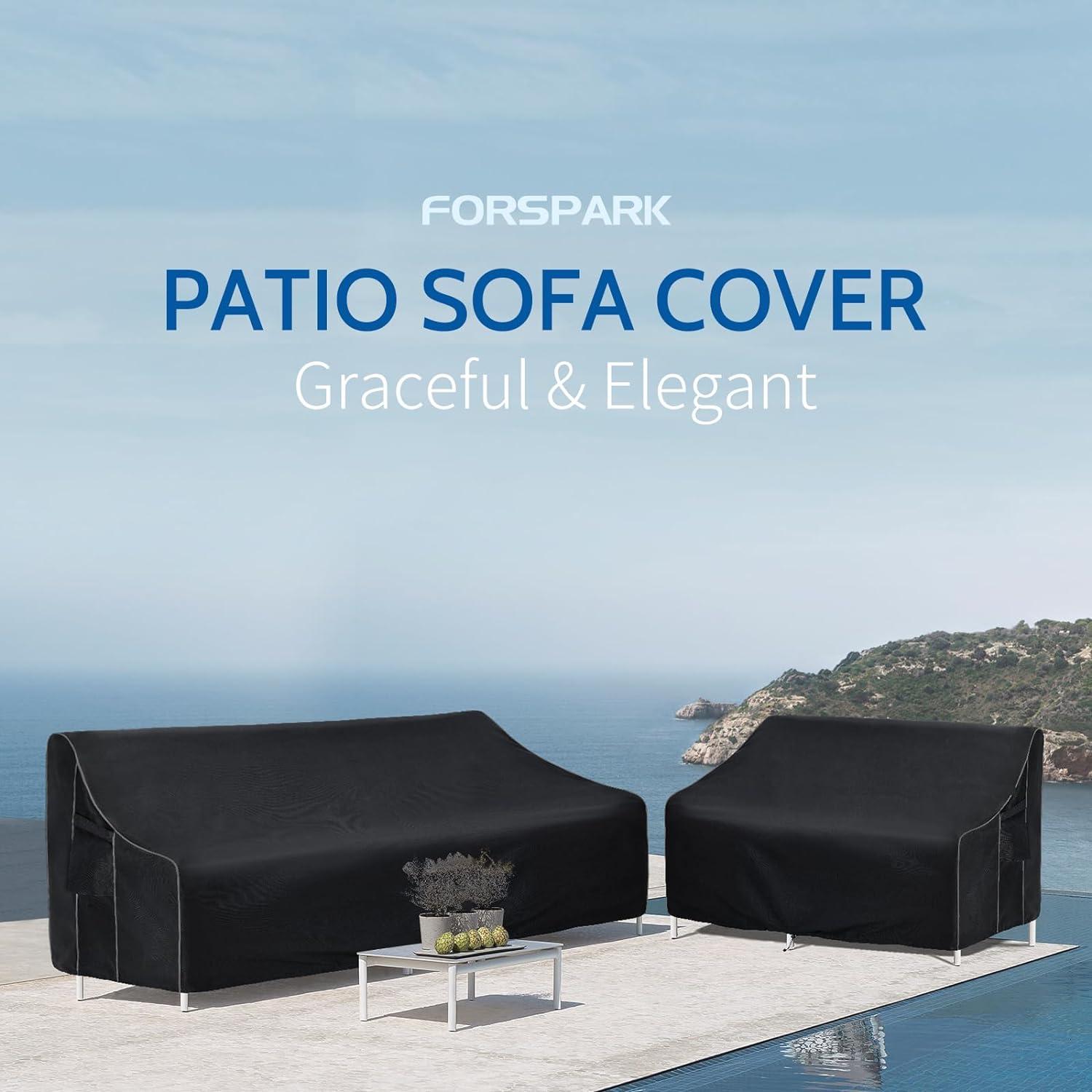 Outdoor Furniture Covers Waterproof, Patio Sofa Covers Heavy Duty, (Black)