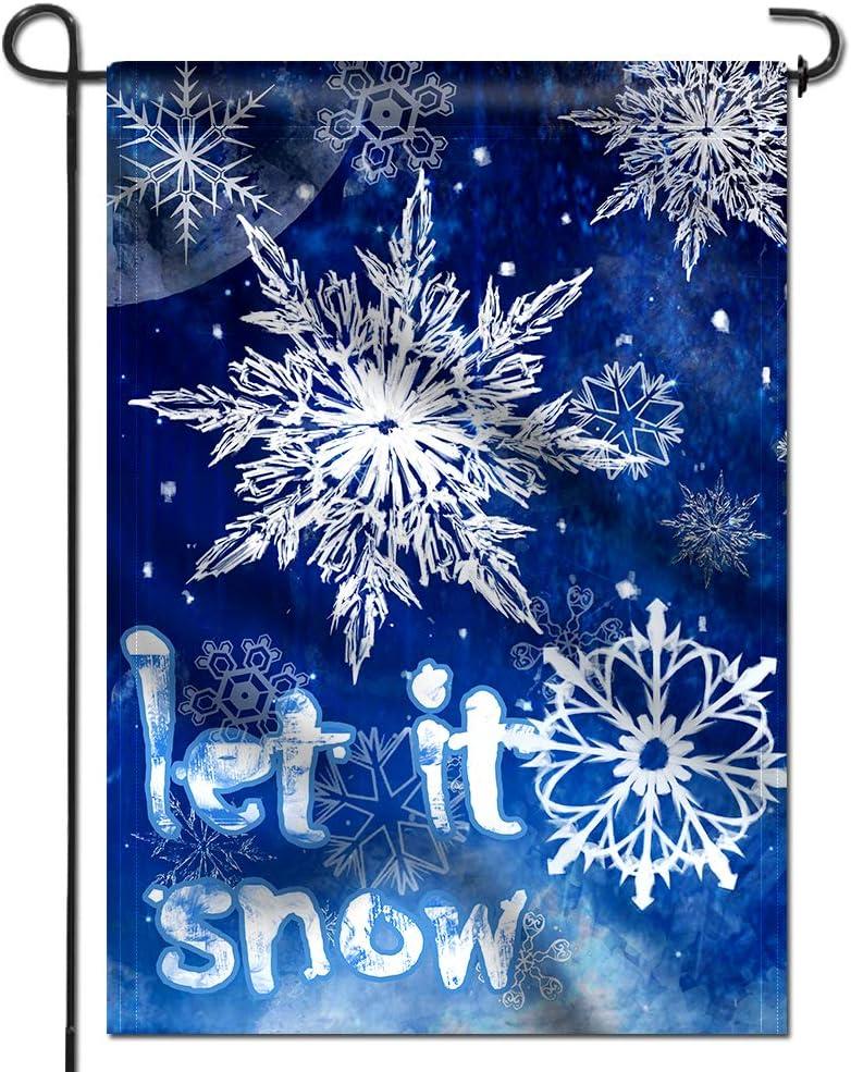 Blue Winter Snowflake Double-Sided Garden Flag