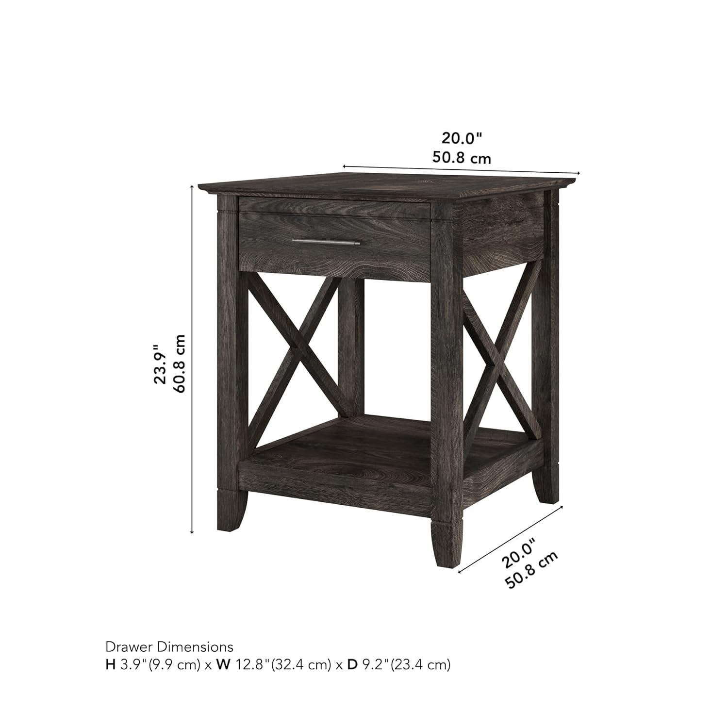 Bush Furniture Key West End Table with Storage, Dark Gray Hickory