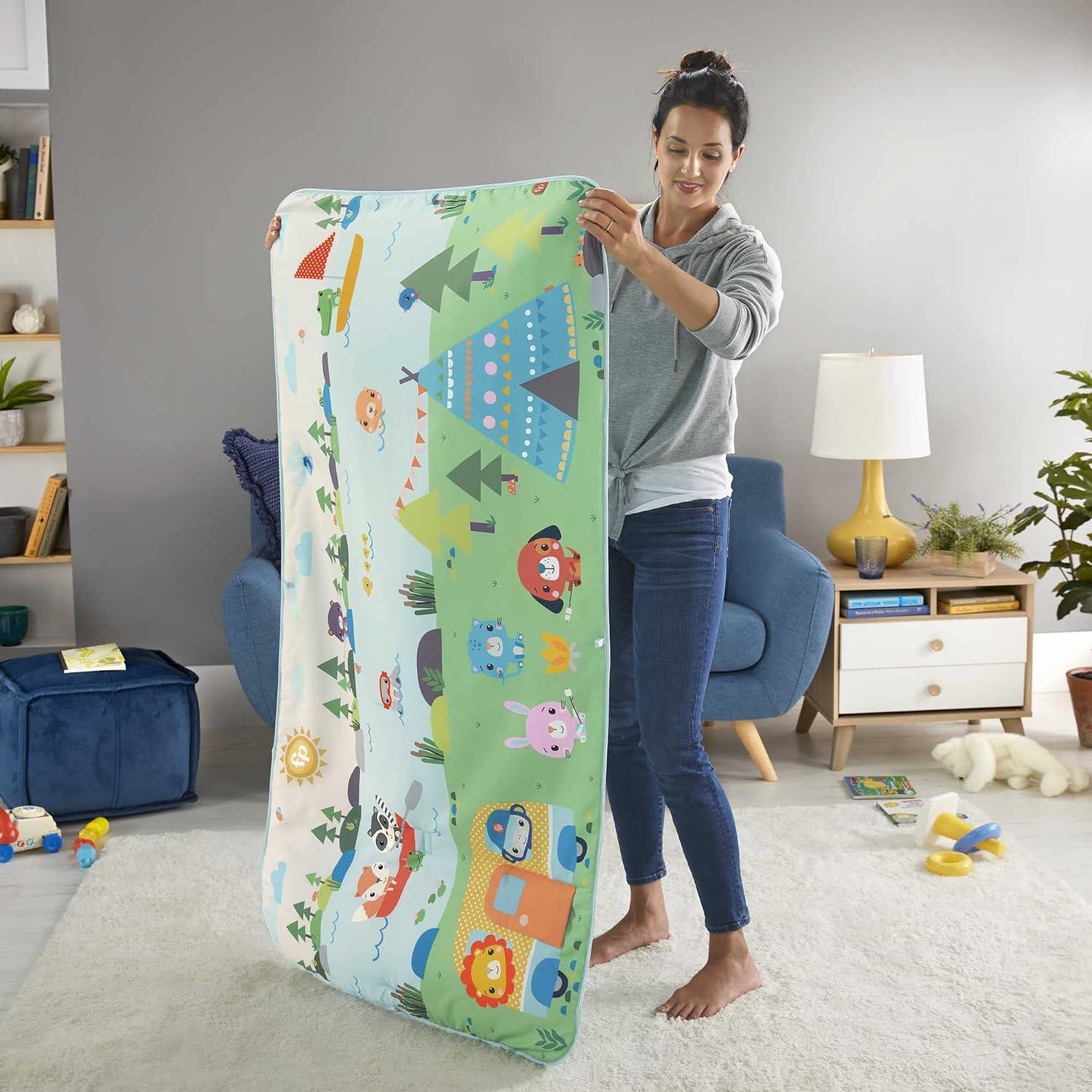 Fisher-Price Extra Big Adventures Playmat Infant Gym with 4 Sensory Toys, 60 x 32 Inches