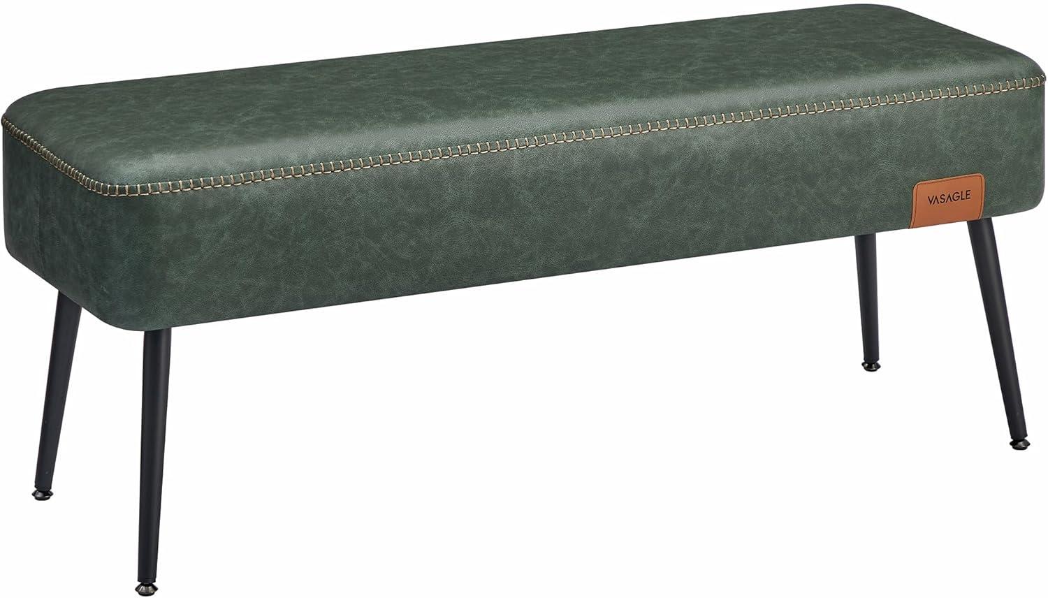 VASAGLE EKHO Collection - Storage Ottoman Bench Leather Entryway Bedroom Bench 15 Gallons for Bedroom Living Room Loads 660 lb Forest Green