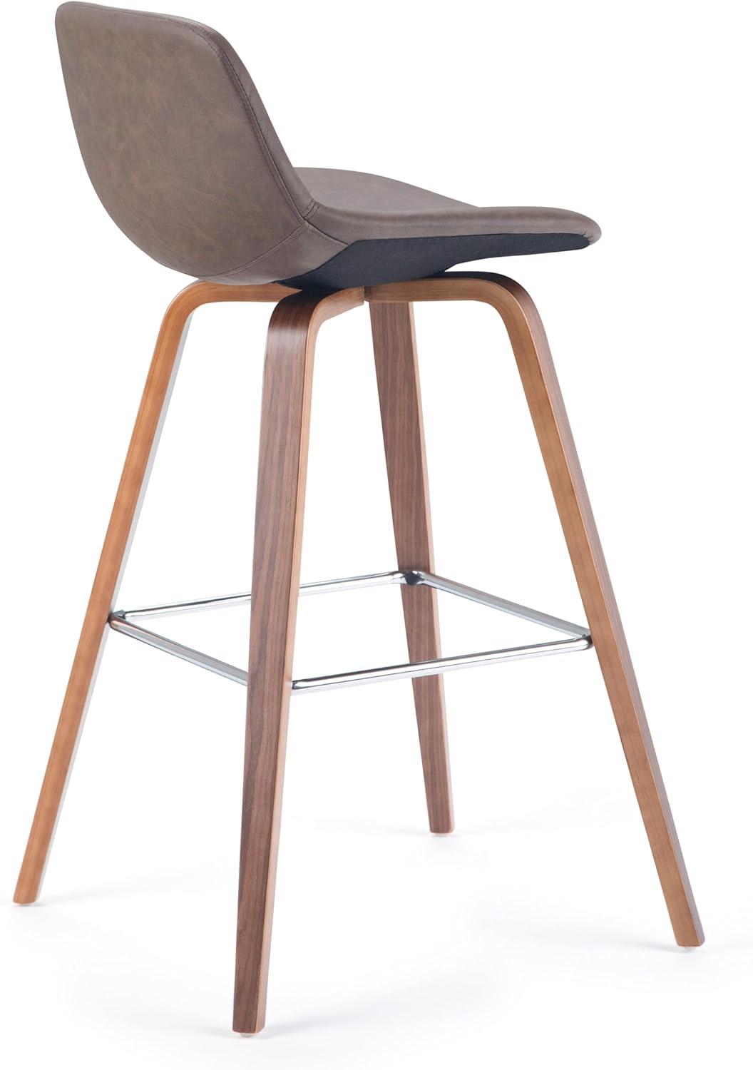 Simpli Home Randolph Mid Century Modern 28 inch Bentwood Counter/ Bar Height Stool (Set of 2) in Distressed Chocolate Brown Vegan Faux Leather