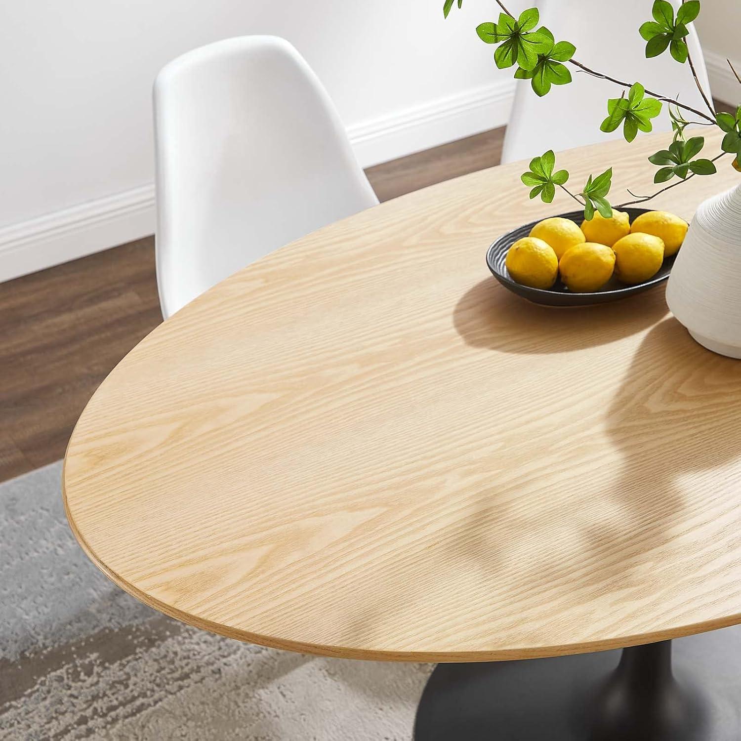 Modway Lippa 60" Oval Wood Grain Dining Table in Black Natural