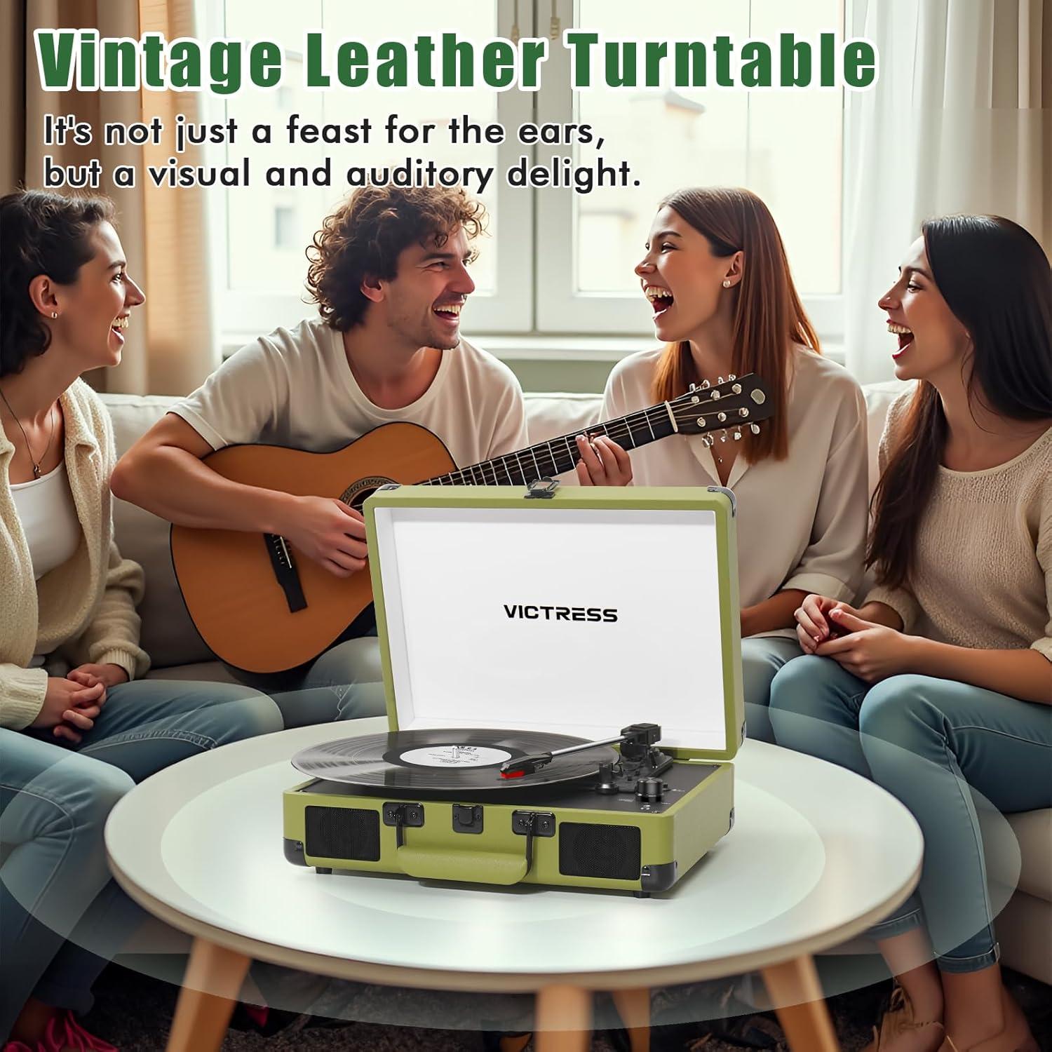 Victrola Journey 3-Speed Bluetooth Suitcase Record Player - Mint: Belt Drive Turntable