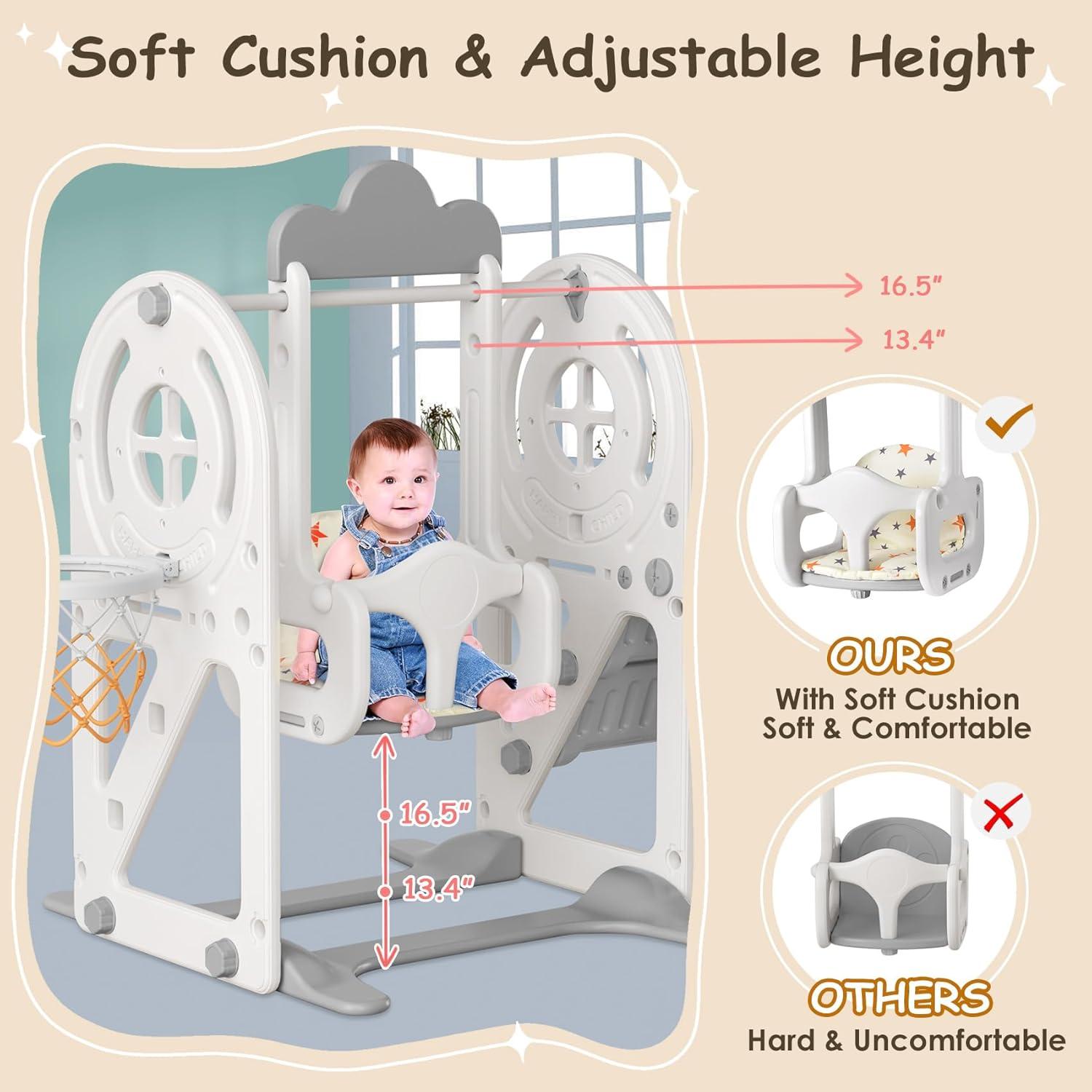 Suteck 5 in 1 Toddler Slide, Kids Slide with Climber,Bus Playhouse and Swing Outdoor Indoor Slide Playset