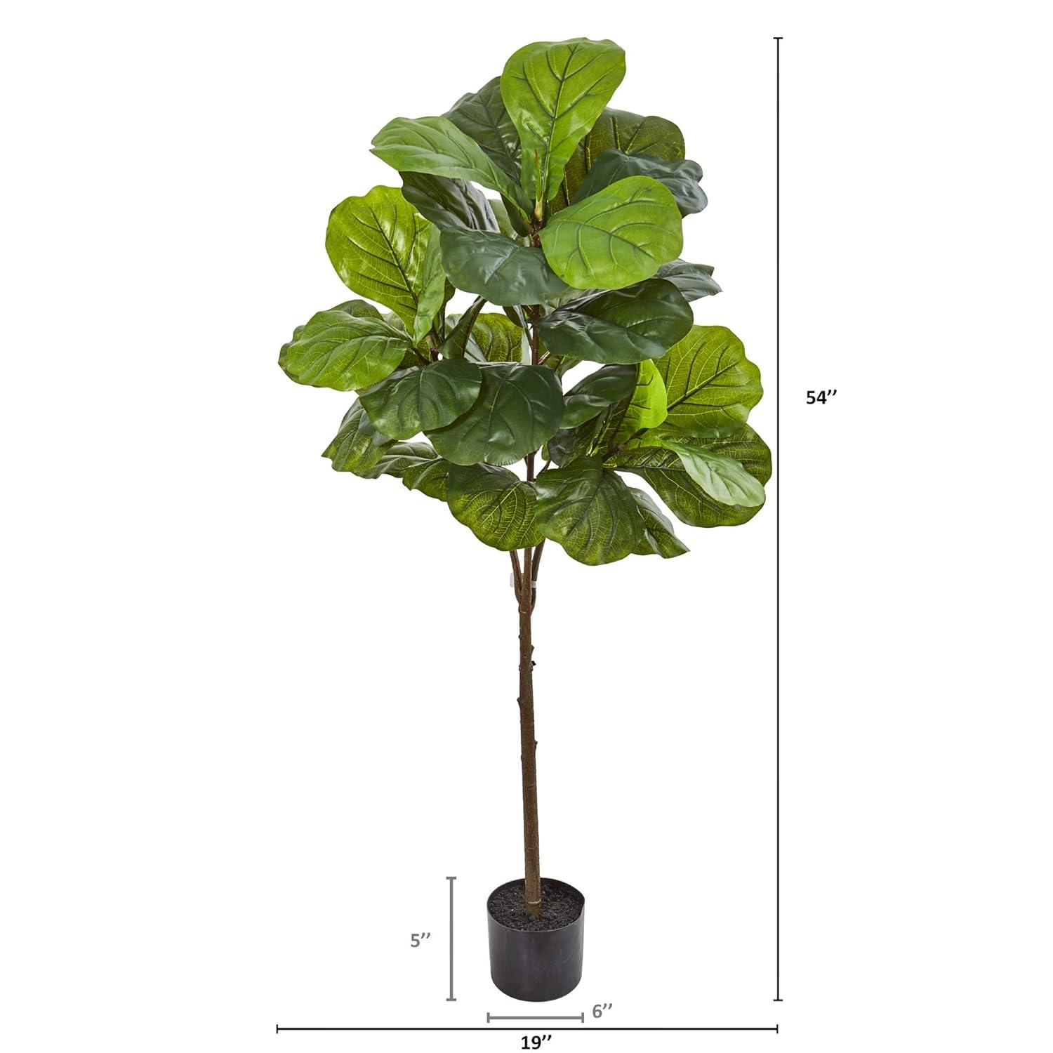 Gracie Oaks Fig 54'' Faux Fiddle Leaf Fig Tree in Stone Pot