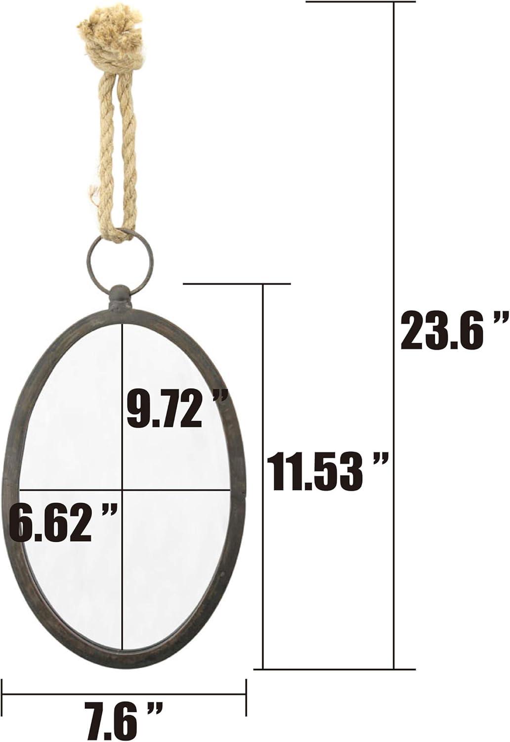 Large Oval Metal Wall Mirror with Rope Hanging Loop - Stonebriar Collection: Farmhouse Style, No Assembly Required