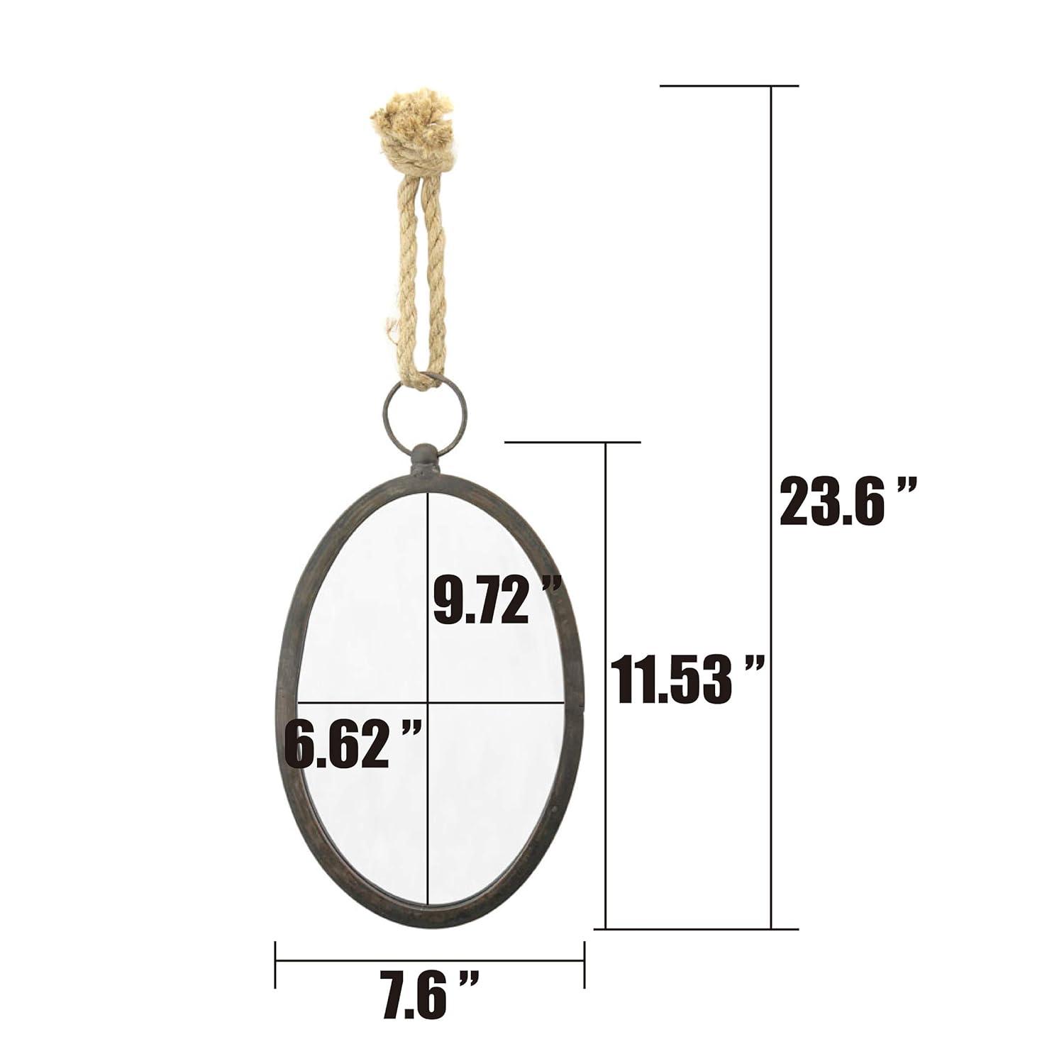 Large Oval Metal Wall Mirror with Rope Hanging Loop - Stonebriar Collection: Farmhouse Style, No Assembly Required