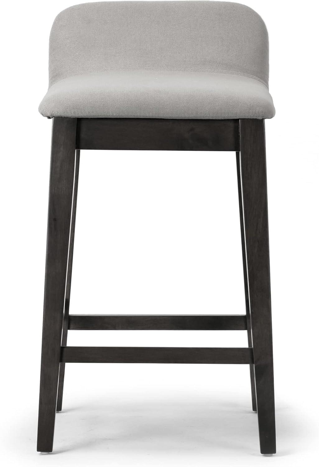 Set of 2 Atia Black Rubberwood Counter Stool with Low Back Fabric Seat